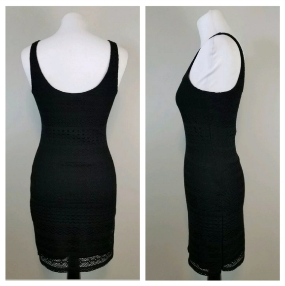 Garage S Black Crochet Overlay Bodycon Mini Dress - Picture 4 of 6
